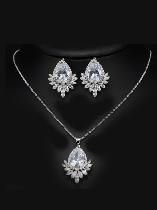 L.WIN AAA Zircons Fashion Two Pieces Jewelry Set 0