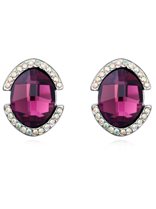 Purple Simple austrian Crystals-covered Alloy Stud Earrings