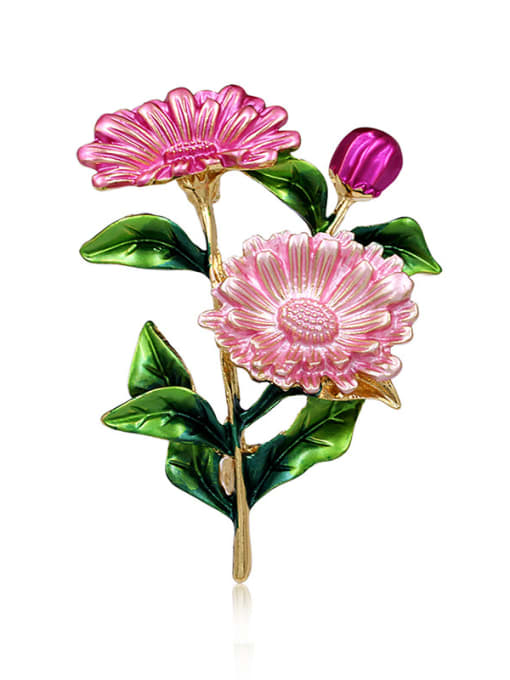 XD8613 pink Alloy With Gold Plated Exaggerated Flower Brooches