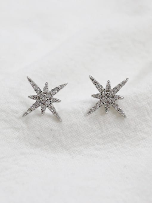 DAKA Fashion Cubic Zircon-studded Star Silver Stud Earrings 0