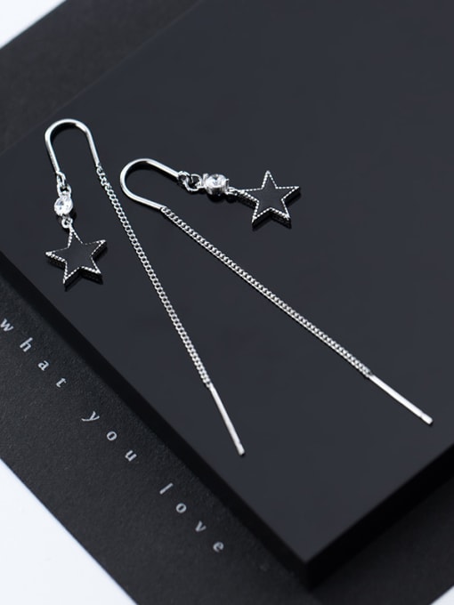 Rosh 925 Sterling Silver With Platinum Plated Simplistic Geometric Threader Earrings 1