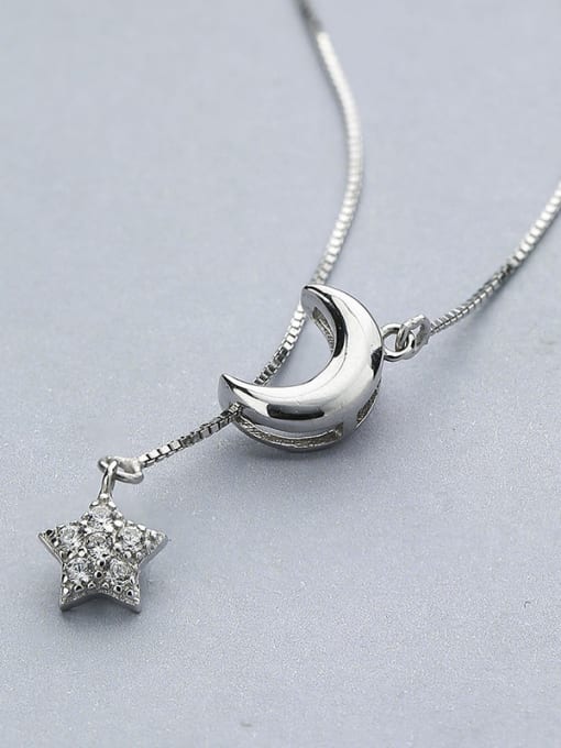 White Moon And Star Necklace