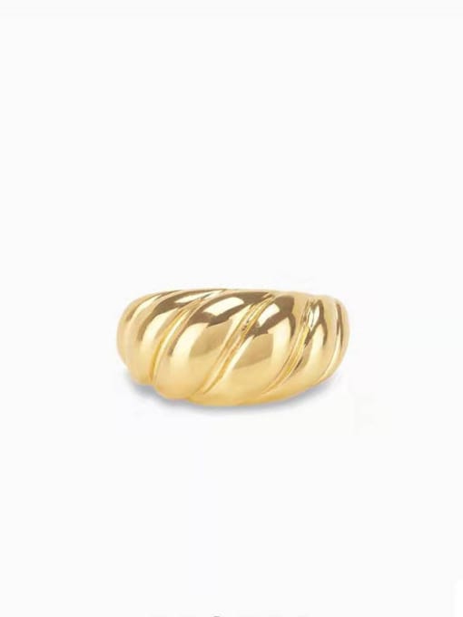 GROSE Titanium With Gold Plated Simplistic Diamond  Smooth Midi Rings 3