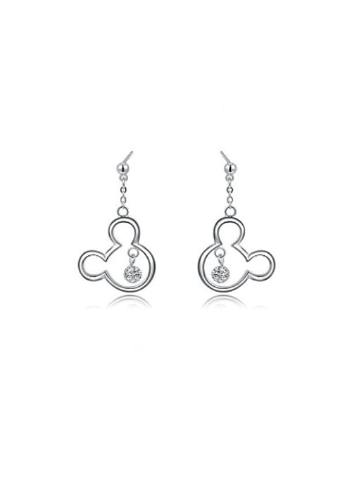 Platinum Mickey Mouse Shaped Austria Crystal Drop Earrings