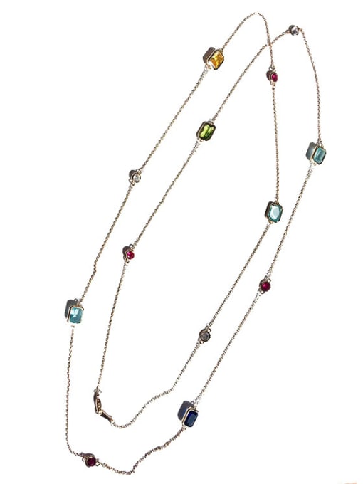 My Model Long Double Layer Colorful Stones Women Necklace 0