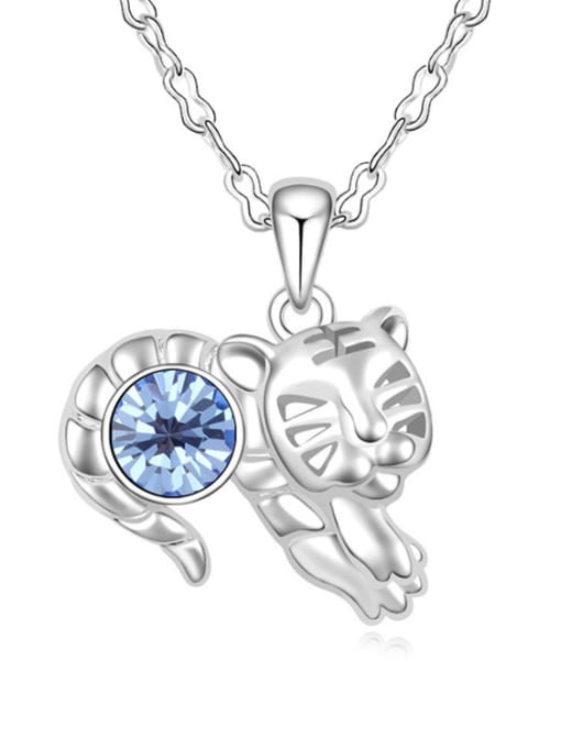 blue Fashion Cubic austrian Crystal Tiger Pendant Alloy Necklace