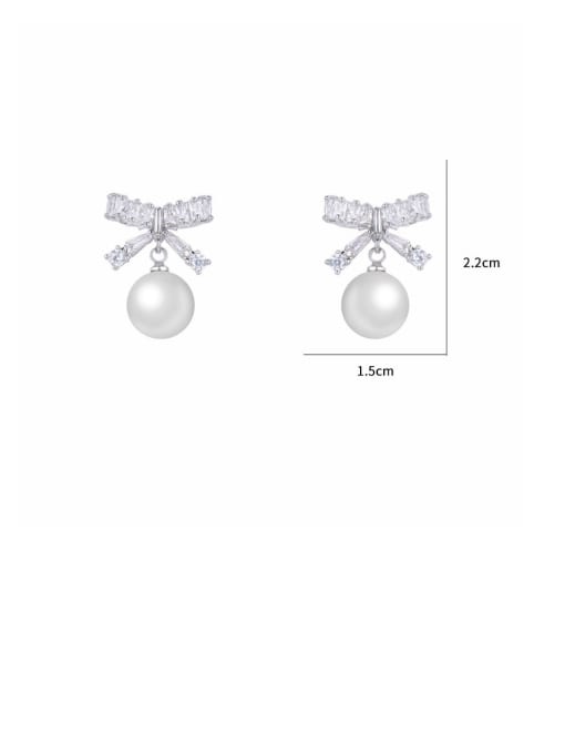 Mo Hai Copper With Platinum Plated Simplistic Bowknot Drop Earrings 2