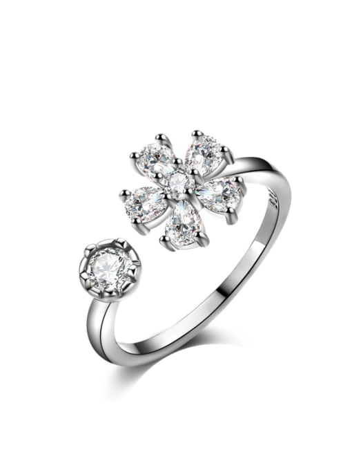 Ya Heng Fashionable Flower-shape Zircons Opening Ring 0