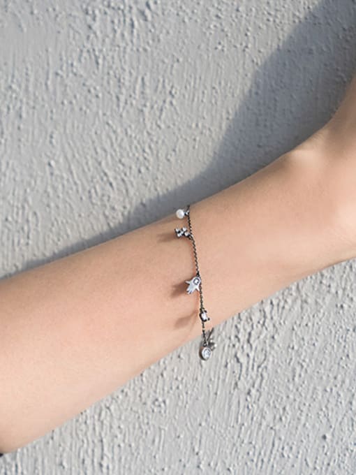 DAKA Personalized Little Artificial Pearl Zircon Silver Women Bracelet 1