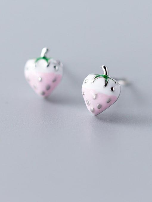 Rosh 925 Sterling Silver With Rose Gold Plated Cute Friut Strawberry Stud Earrings 1