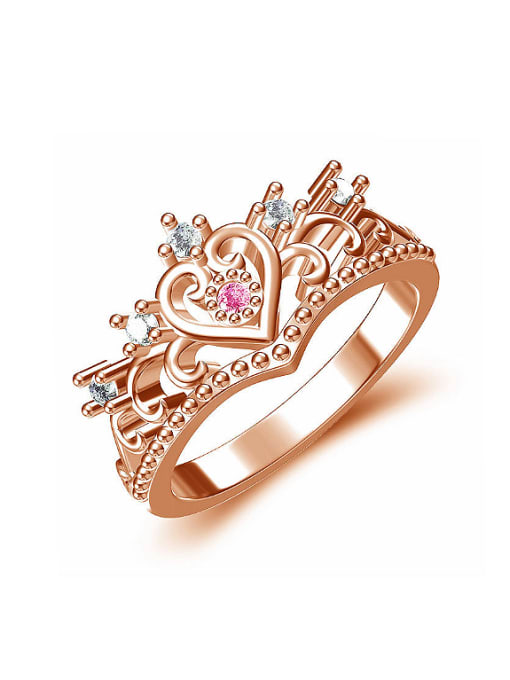 KENYON Fashion Tiny Cubic Zirconias Heart Crown Copper Ring 0