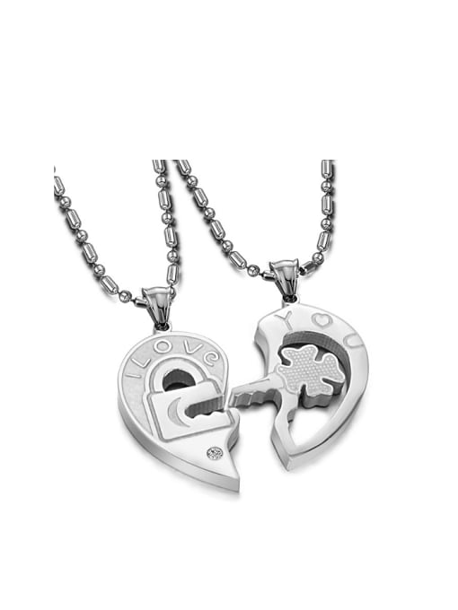 Open Sky Fashion Heart shaped Rhinestone Lovers Necklace 0
