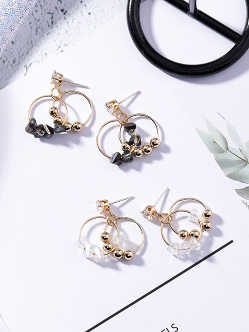 Girlhood Alloy With Gold Plated Fashion Charm Glass Stud Earrings 1