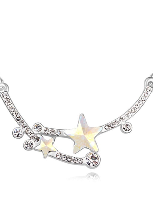 beige Elegant Star Cubic austrian Crystals Pendant Alloy Necklace