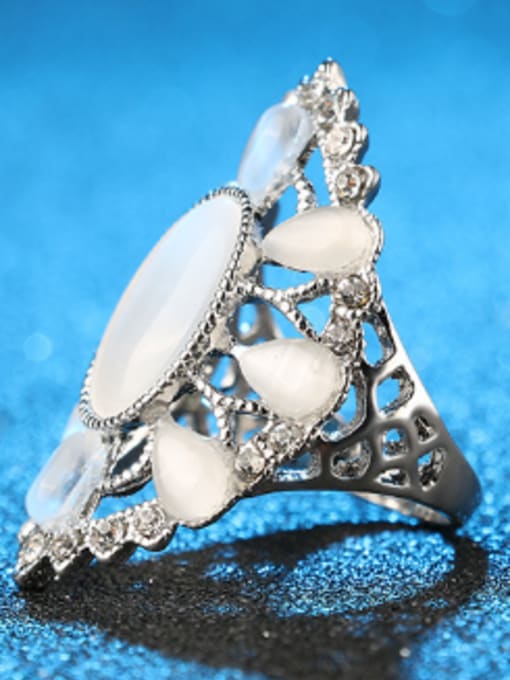 Gujin Fashion Elegant Opal stones Hollow Alloy Ring 2