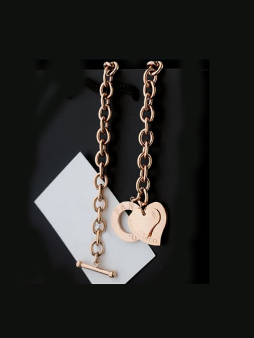 My Model Double Heart-shape Pendant Fashion Titanium Necklace 0