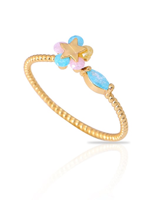 Colorful 16K Gold Plated Colorful Zircon Ring