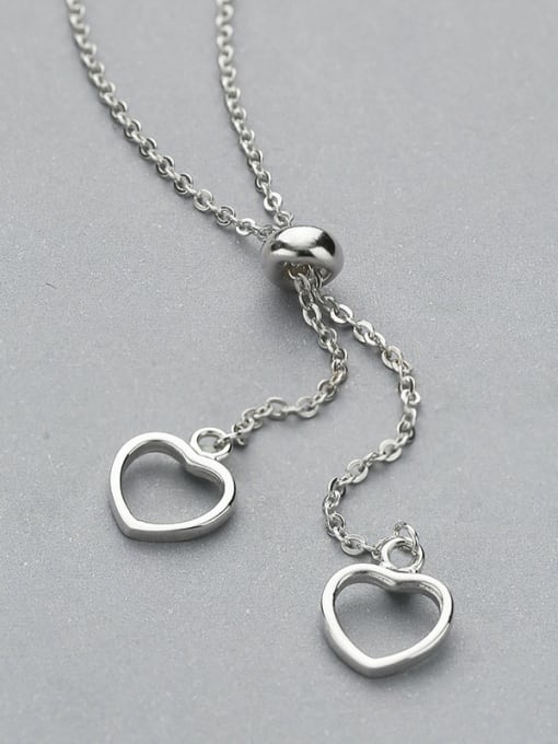One Silver Heart-shaped Sweater Necklace 2