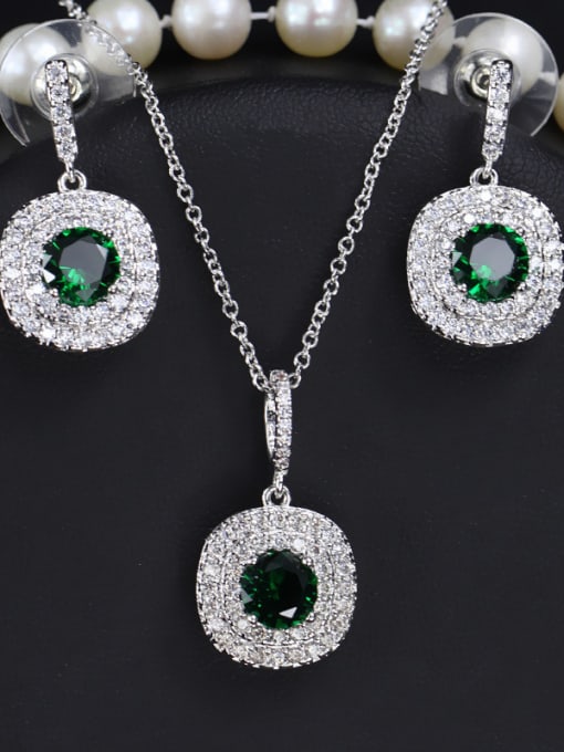 Green Color Crystal Fashion Jewelry Set