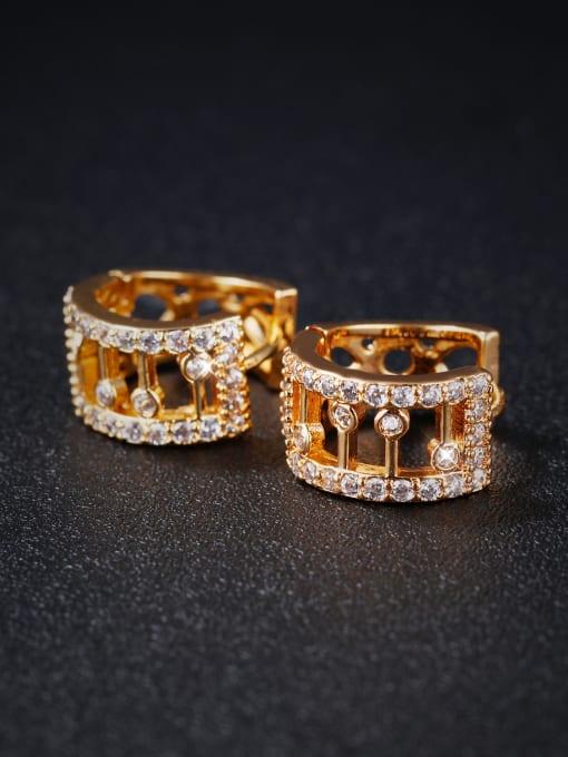 Open Sky Classical Cubic Zircon Champagne Gold Plated Earrings 2