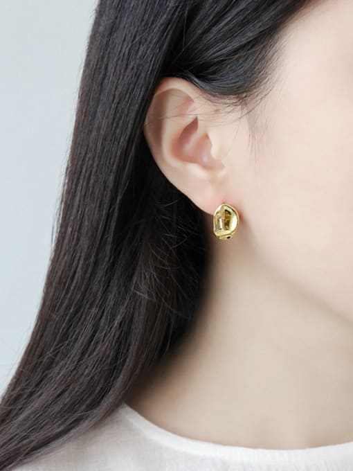 DAKA Gold plated  irregular concave convex surface earrings 1