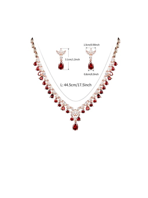 Mo Hai Copper WithCubic Zirconia  Delicate Water DropEarrings And Necklaces 2 Piece Jewelry Set 2