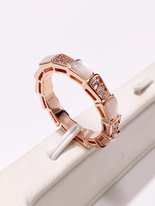 My Model Copper With Shell  Simplistic Geometric Band Rings 2
