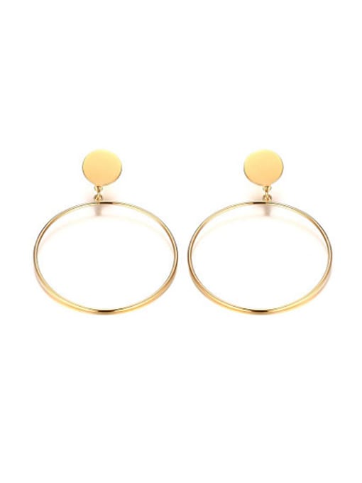 CONG Fashionable Gold Plated Round Shaped Big Drop Earrings 0