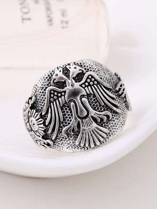 Wei Jia Punk style Double Eagle Antique Silver Plated Alloy Ring 1