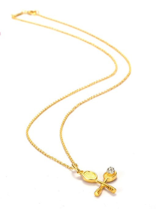 JINDING 18K Gold Classic Tennis Racket Necklace 1