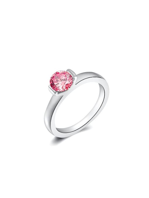 Ronaldo Elegant Pink Round Shaped Swiss Zircon Ring 0