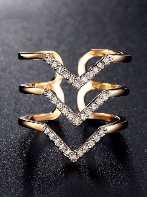 MATCH Copper With Cubic Zirconia  Hip Hop Irregular Stacking Free size Rings