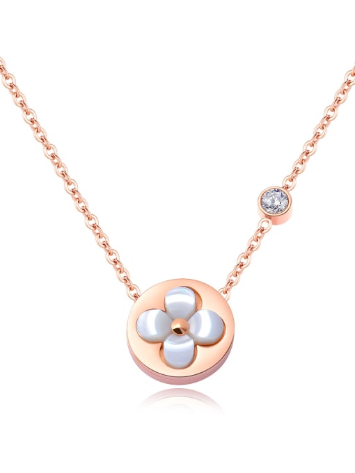 rose gold Stainless Steel With Rose Gold Plated Delicate Flower Necklaces