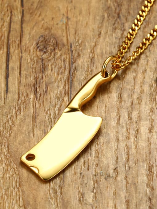 CONG Personality Slice Shaped Gold Plated Titanium Pendant 0