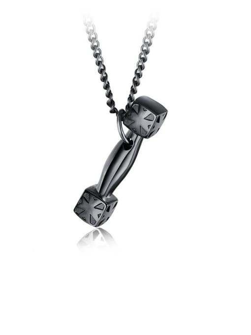 Open Sky Titanium With Smooth Punk Dumbbell Mens Pendants 2