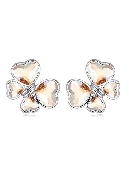 QIANZI Fashion Heart austrian Crystals Alloy Stud Earrings