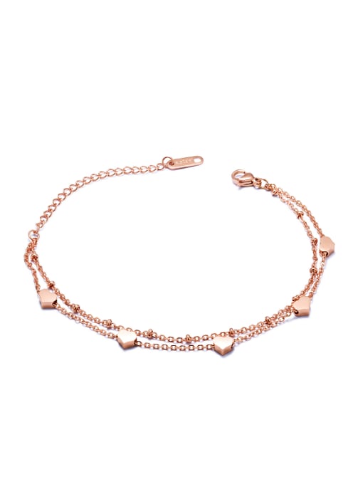 Open Sky Simple Two-layer Tiny Heart Rose Gold Plated Bracelet 0