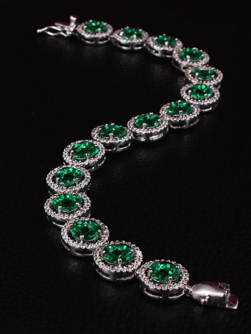 SANTIAGO Elegant Green Round Shaped Zircon Bracelet 1