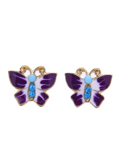 Purple Small Butterfly Enamel stud Earring