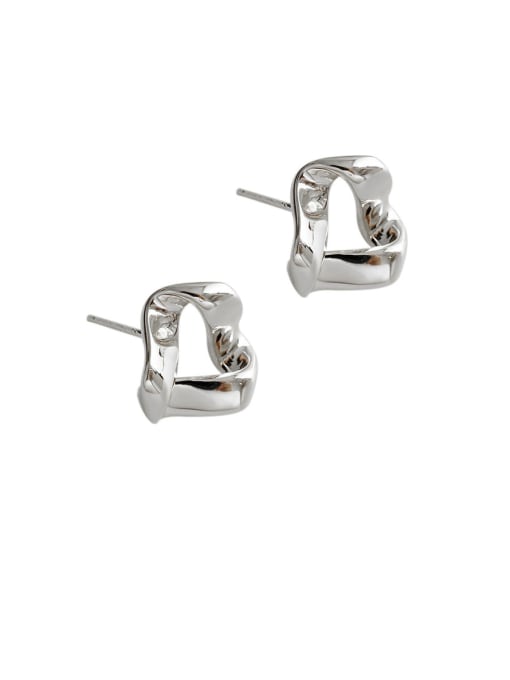 DAKA 925 Sterling Silver With Gold Plated Simplistic Hollow Geometric Stud Earrings 4