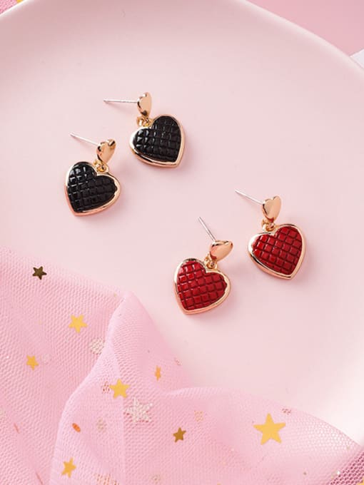 Girlhood Alloy With Rose Gold Plated Cute Heart Drop Earrings 1