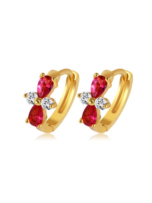 red Copper Alloy 23K Gold Plated Simples style Bowknot-shaped Clip clip on earring