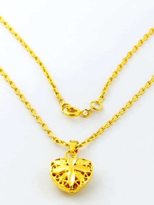 Yi Heng Da All-match 24K Gold Plated Heart Shaped Copper Necklace 0