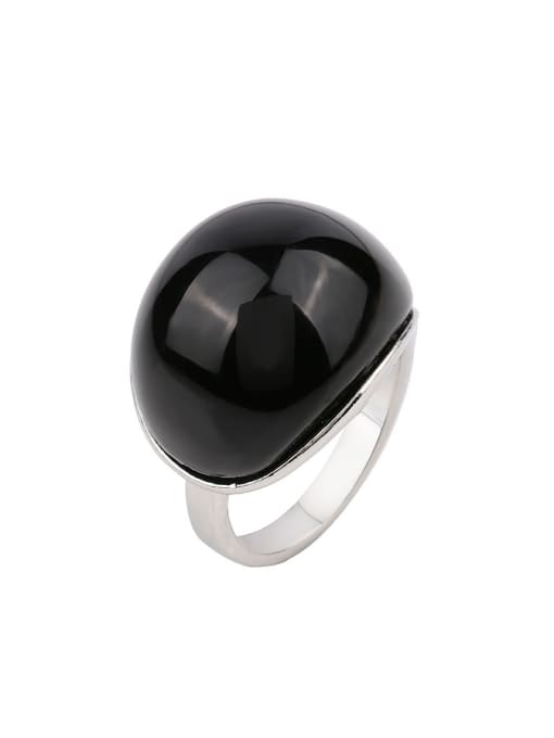 Gujin Simple Personalized Black Resin stone Alloy Ring 0