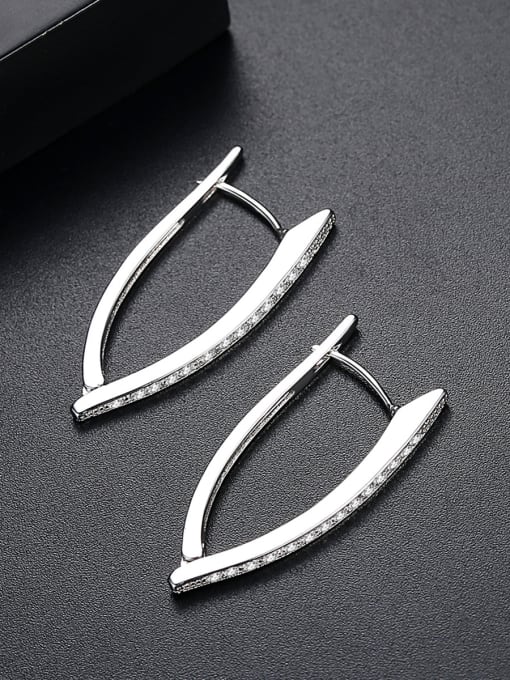 BLING SU Copper inlaid AAA zircon fashion creative V-shape Earring 1