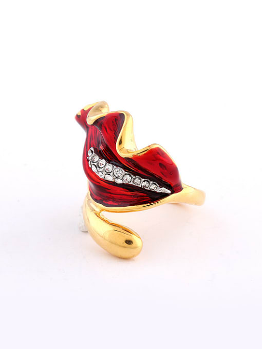 Wei Jia Personalized Red Lips Tiny Rhinestones Alloy Opening Ring 0