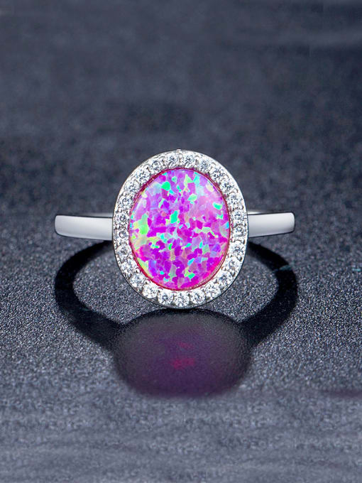 UNIENO Pink Round-shaped Engagement Ring 1