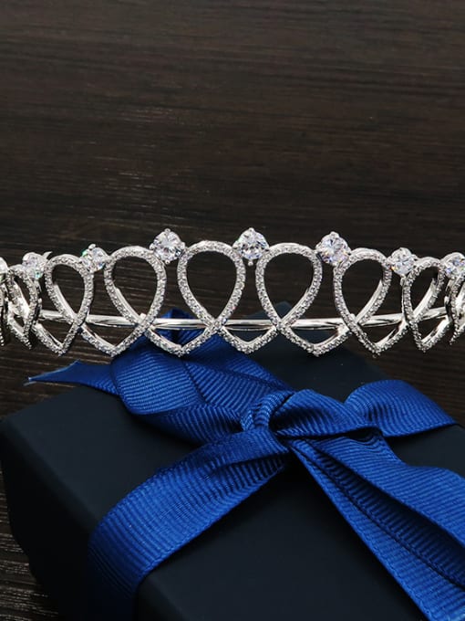 Cong Love Hollow Heart-shape Micro Pave Zircons Hair Accessories 2