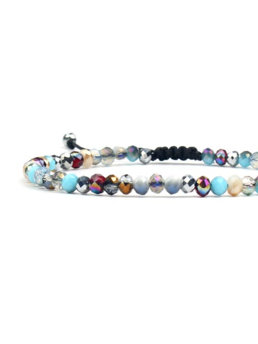 HB590-A Colorful Glass Beads Woven Adjustable Bracelet