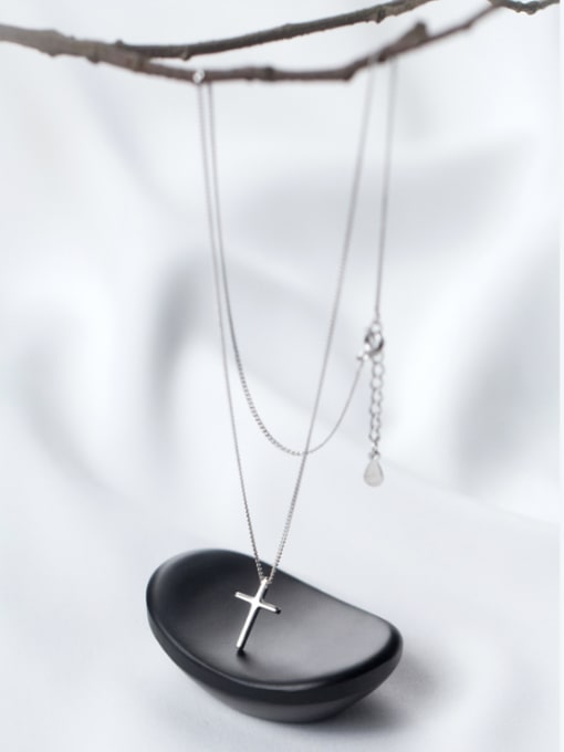 Rosh S925 Silver Cross elegant Necklace 3